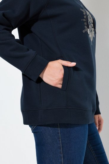 Ulla Popken Rhinestone Snowflake Turtleneck Sweatshirt Navy - Hettegensere og collegegensere - Myke gensere, hettegensere og strikk