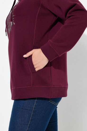 Ulla Popken Rhinestone Snowflake Turtleneck Sweatshirt Dark Ruby - Hettegensere og collegegensere - Myke gensere, hettegensere og strikk