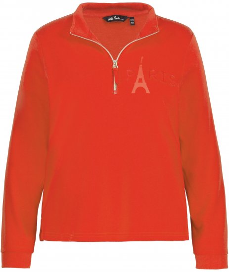 Ulla Popken PARIS Theme Zip Neck Sweatshirt Light Red - Hettegensere og collegegensere - Myke gensere, hettegensere og strikk