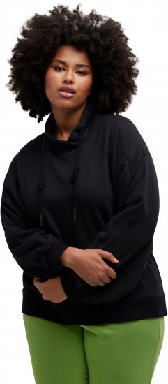 Ulla Popken Gathered Sleeve Oversized Fit Sweatshirt Black - Hettegensere og collegegensere - Myke gensere, hettegensere og strikk