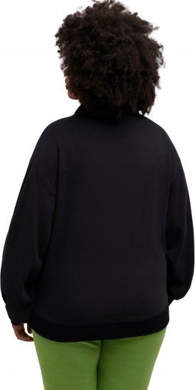Ulla Popken Gathered Sleeve Oversized Fit Sweatshirt Black - Hettegensere og collegegensere - Myke gensere, hettegensere og strikk