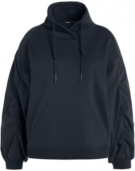 Ulla Popken Gathered Sleeve Oversized Fit Sweatshirt Navy - Hettegensere og collegegensere - Myke gensere, hettegensere og strikk