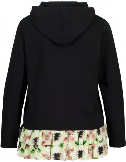Ulla Popken Ruffle Hem A-line Fit Hooded Sweatshirt Black - Hettegensere og collegegensere - Myke gensere, hettegensere og strikk