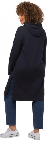 Ulla Popken Extra Long Abstract Graphic Hoodie Navy - Hettegensere og collegegensere - Myke gensere, hettegensere og strikk