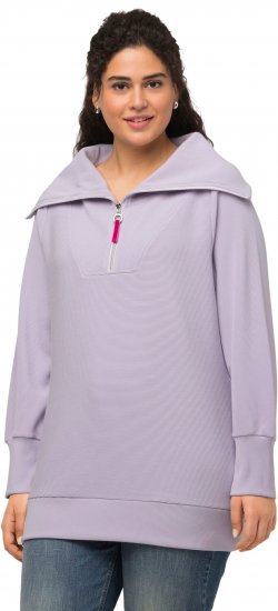Ulla Popken Long Sleeve Troyer Collar Sweatshirt Pastel Lilac - Hettegensere og collegegensere - Myke gensere, hettegensere og strikk