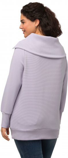 Ulla Popken Long Sleeve Troyer Collar Sweatshirt Pastel Lilac - Hettegensere og collegegensere - Myke gensere, hettegensere og strikk