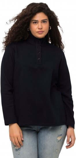 Ulla Popken Collared Long Sleeve Sweatshirt Navy - Hettegensere og collegegensere - Myke gensere, hettegensere og strikk