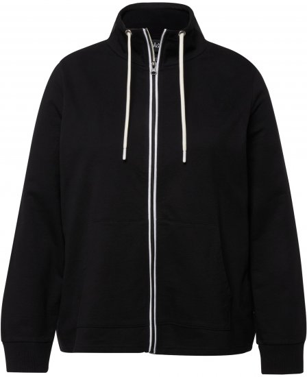 Ulla Popken Contrast Color Zip Up Sweatshirt Black - Hettegensere og collegegensere - Myke gensere, hettegensere og strikk