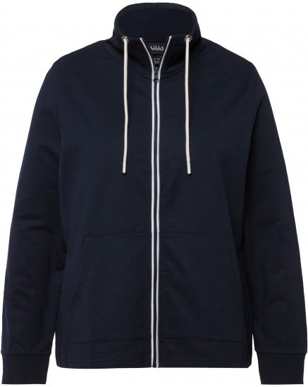 Ulla Popken Contrast Color Zip Up Sweatshirt Navy - Hettegensere og collegegensere - Myke gensere, hettegensere og strikk