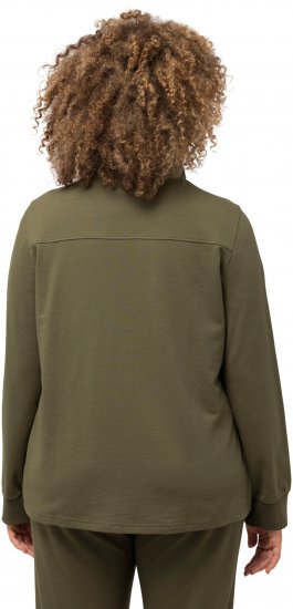 Ulla Popken Contrast Color Zip Up Sweatshirt Loden Green - Hettegensere og collegegensere - 