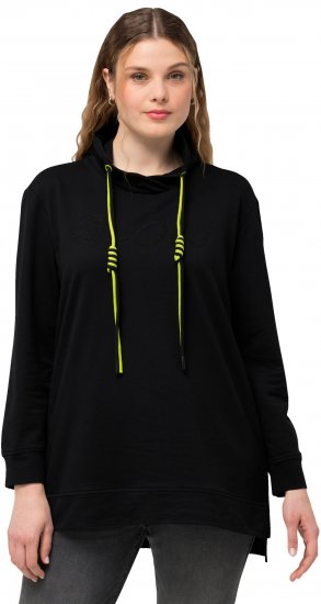 Ulla Popken GLOW Lettered Collared Sweatshirt Black - Hettegensere og collegegensere - Myke gensere, hettegensere og strikk