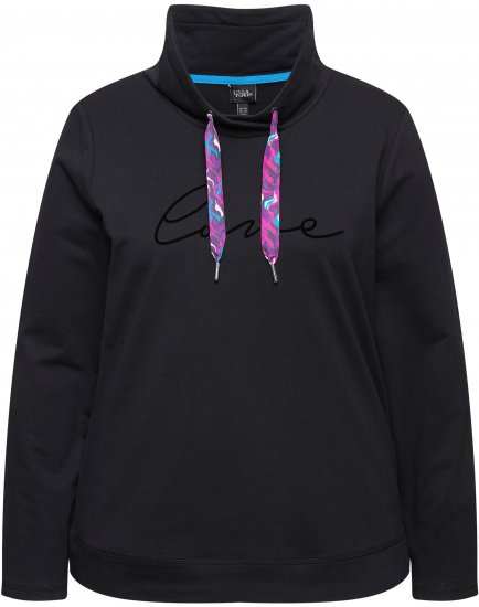Ulla Popken Stand-Up Collar Long Sleeve Sweatshirt Black - Hettegensere og collegegensere - Myke gensere, hettegensere og strikk