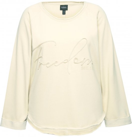 Ulla Popken Embroidered Freedom Rolled Edge Sweatshirt Sand - Hettegensere og collegegensere - 