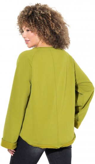 Ulla Popken Embroidered Freedom Rolled Edge Sweatshirt Avocado Green - Hettegensere og collegegensere - Myke gensere, hettegensere og strikk