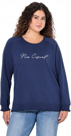 Ulla Popken NEW CASUAL Ruffled Hem Sweatshirt Navy - Hettegensere og collegegensere - Myke gensere, hettegensere og strikk
