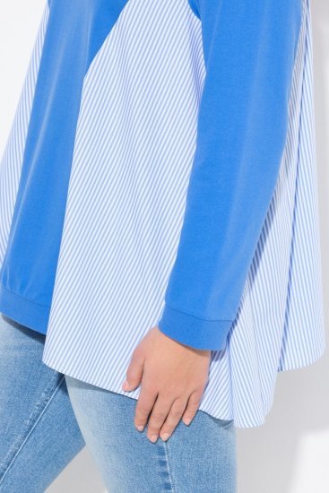 Ulla Popken Pinstripe Gore Long Sleeve Sweatshirt Peacock Blue - Hettegensere og collegegensere - Myke gensere, hettegensere og strikk