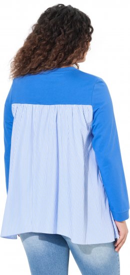 Ulla Popken Pinstripe Gore Long Sleeve Sweatshirt Peacock Blue - Hettegensere og collegegensere - 
