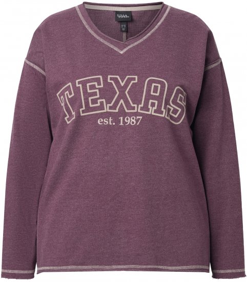 Ulla Popken Texas Contrast Stitching Sweatshirt Dark Ruby - Hettegensere og collegegensere - Myke gensere, hettegensere og strikk