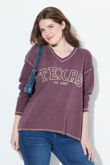 Ulla Popken Texas Contrast Stitching Sweatshirt Dark Ruby - Hettegensere og collegegensere - Myke gensere, hettegensere og strikk