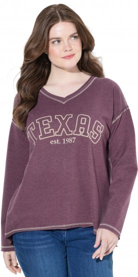 Ulla Popken Texas Contrast Stitching Sweatshirt Dark Ruby - Hettegensere og collegegensere - Myke gensere, hettegensere og strikk