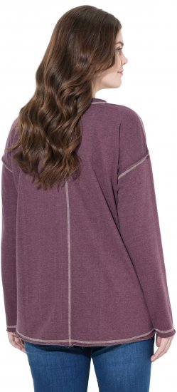 Ulla Popken Texas Contrast Stitching Sweatshirt Dark Ruby - Hettegensere og collegegensere - Myke gensere, hettegensere og strikk
