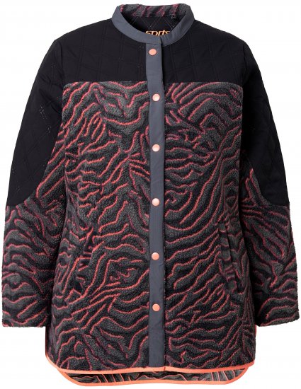 Ulla Popken Neon Tiger Stripe Jacket Black - Hettegensere og collegegensere - Myke gensere, hettegensere og strikk