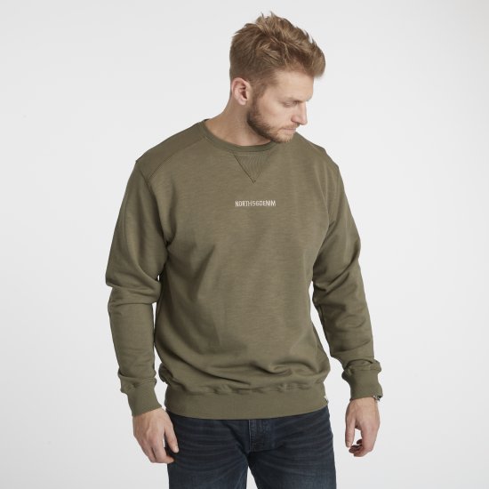 North Latitude Denim Logo Sweatshirt Dusty Olive Green TALL - TALL gensere - TALL gensere for høye menn