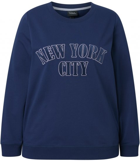 Ulla Popken NYC Embroidered Long Sleeve Sweatshirt Ink Blue - Hettegensere og collegegensere - Myke gensere, hettegensere og strikk