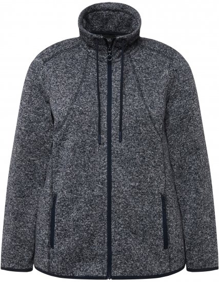Ulla Popken Heather Knit Fleece Jacket Navy - Hettegensere og collegegensere - 