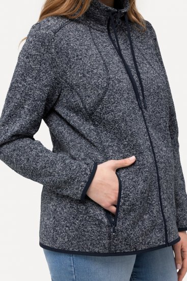 Ulla Popken Heather Knit Fleece Jacket Navy - Hettegensere og collegegensere - Myke gensere, hettegensere og strikk