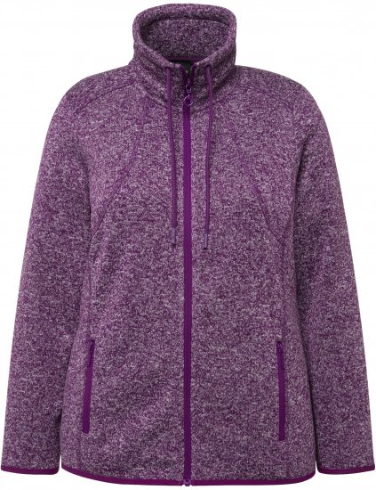 Ulla Popken Heather Knit Fleece Jacket Dark Purple - Hettegensere og collegegensere - Myke gensere, hettegensere og strikk