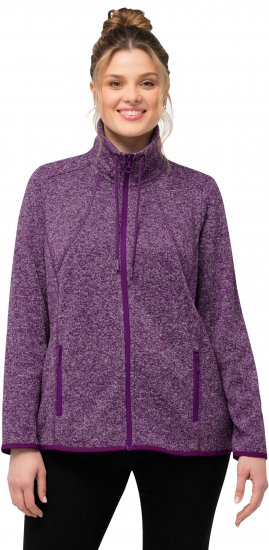 Ulla Popken Heather Knit Fleece Jacket Dark Purple - Hettegensere og collegegensere - Myke gensere, hettegensere og strikk