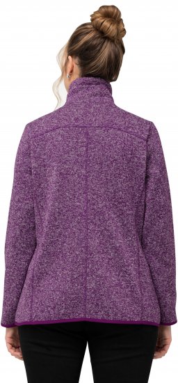 Ulla Popken Heather Knit Fleece Jacket Dark Purple - Hettegensere og collegegensere - Myke gensere, hettegensere og strikk