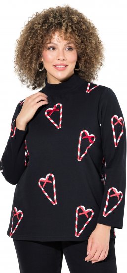 Ulla Popken Candy Cane Graphic Sweatshirt Black - Hettegensere og collegegensere - 