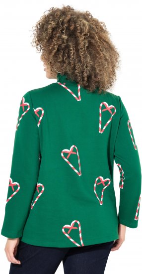 Ulla Popken Candy Cane Graphic Sweatshirt Meadow Green - Hettegensere og collegegensere - 