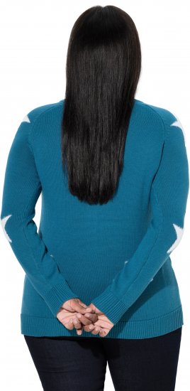 Ulla Popken Glitter Stars Soft Knit Sweater Petrol - Hettegensere og collegegensere - Myke gensere, hettegensere og strikk