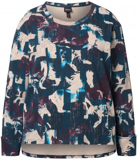 Ulla Popken Horse Print Long Sleeve Sweatshirt Navy - Hettegensere og collegegensere - 