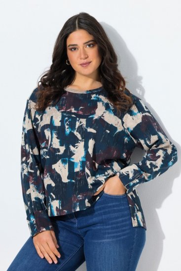 Ulla Popken Horse Print Long Sleeve Sweatshirt Navy - Hettegensere og collegegensere - Myke gensere, hettegensere og strikk