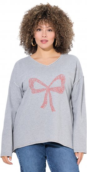 Ulla Popken Bow City Lettering Sweatshirt Light Grey Melange - Hettegensere og collegegensere - 