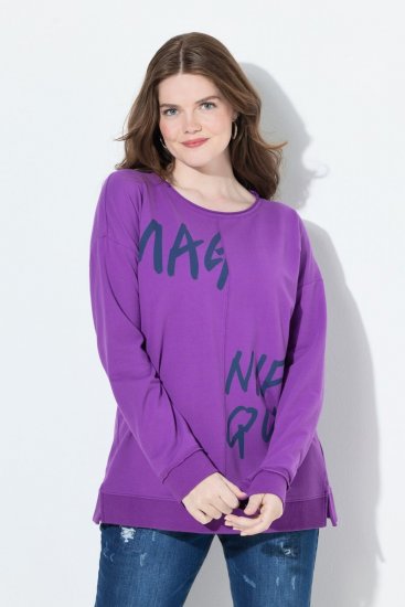 Ulla Popken Magnifique Split Style Sweatshirt Purple - Hettegensere og collegegensere - Myke gensere, hettegensere og strikk