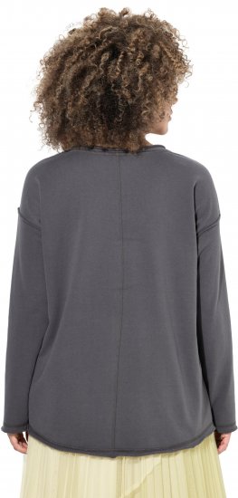 Ulla Popken Inspire Lettering V-Neck Sweatshirt Graphite Grey - Hettegensere og collegegensere - Myke gensere, hettegensere og strikk