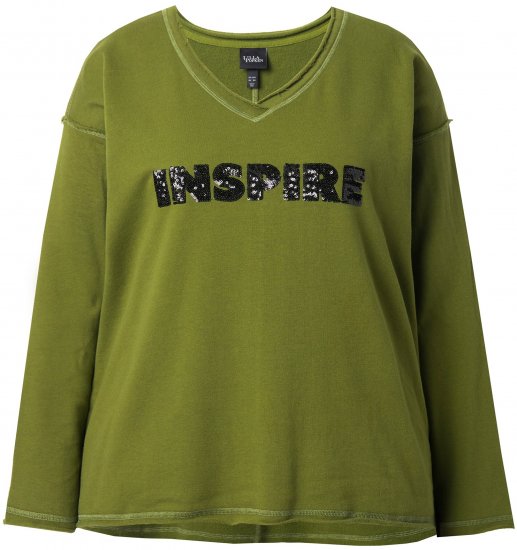 Ulla Popken Inspire Lettering V-Neck Sweatshirt Blooming Bay - Hettegensere og collegegensere - 