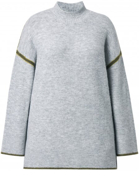 Ulla Popken Decorative Seam Sweater Light Grey Melange - Hettegensere og collegegensere - 