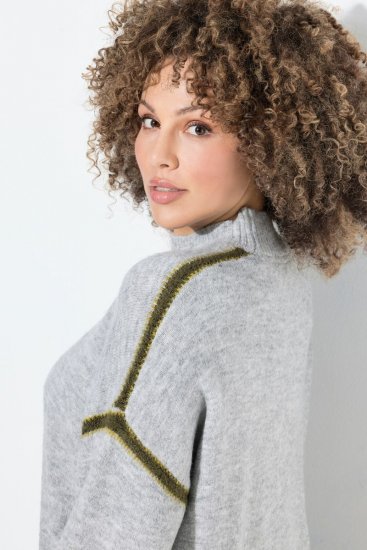 Ulla Popken Decorative Seam Sweater Light Grey Melange - Hettegensere og collegegensere - Myke gensere, hettegensere og strikk