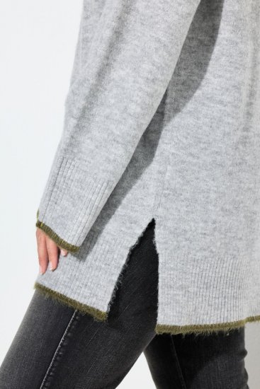Ulla Popken Decorative Seam Sweater Light Grey Melange - Hettegensere og collegegensere - Myke gensere, hettegensere og strikk