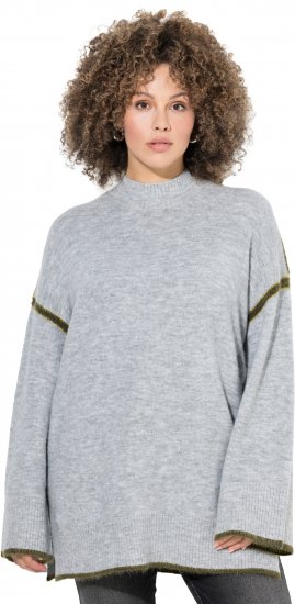 Ulla Popken Decorative Seam Sweater Light Grey Melange - Hettegensere og collegegensere - 