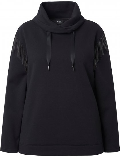 Ulla Popken Chain Fringe Smooth Fleece Sweatshirt Black - Hettegensere og collegegensere - 