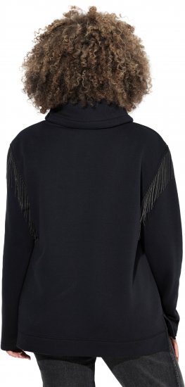 Ulla Popken Chain Fringe Smooth Fleece Sweatshirt Black - Hettegensere og collegegensere - 