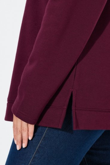 Ulla Popken Chain Fringe Smooth Fleece Sweatshirt Dark Wine Red - Hettegensere og collegegensere - Myke gensere, hettegensere og strikk