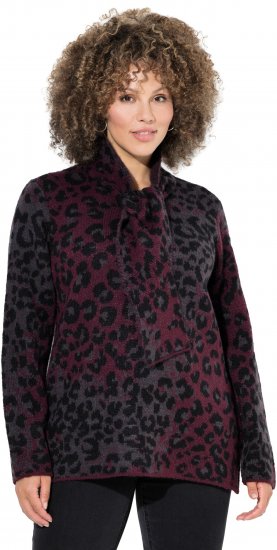 Ulla Popken Leopard Print Scarf Sweater Dark Wine Red - Hettegensere og collegegensere - Myke gensere, hettegensere og strikk